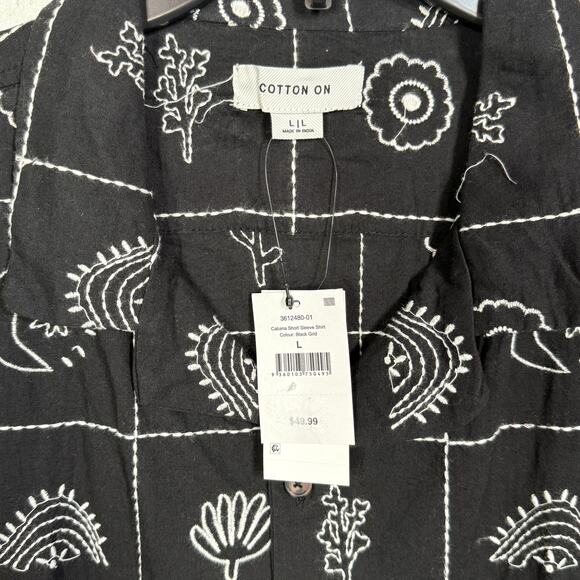 Cotton on Men's Cabana Short Sleeve Shirt - Black Grid large $50 - Picture 4 of 6